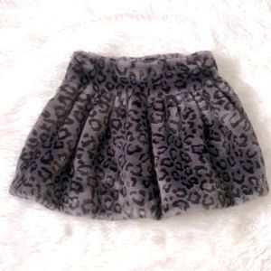 Lili Gaufrette Faux Fur Animal Print Skirt, Made in France Size 12 NWT